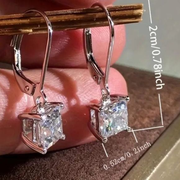 New 925 Sterling silver dangle earrings cubic ziconia - Picture 3 of 3